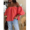 image:imageGORGLITTER Womens Polka Dots Off The Shoulder Tops Puff Sleeve BlouseRed
