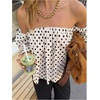 image:imageGORGLITTER Womens Polka Dots Off The Shoulder Tops Puff Sleeve BlouseWhite1