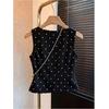 image:imageGORGLITTER Womens Polka Dots Vest Tops Dressy Business Casual Tanks BlouseBlack