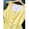 image:imageGORGLITTER Womens Polka Dots Vest Tops Dressy Business Casual Tanks BlousePale Yellow