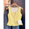 image:imageGORGLITTER Womens Polka Dots Vest Tops Dressy Business Casual Tanks BlousePale Yellow