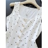 image:imageGORGLITTER Womens Polka Dots Vest Tops Dressy Business Casual Tanks BlouseWhite