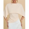 image:imageGORGLITTER Womens Poncho Tops Asymmetrical Cape Shawl Dressy BlouseBeige