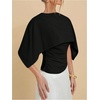 image:imageGORGLITTER Womens Poncho Tops Asymmetrical Cape Shawl Dressy BlouseBlack