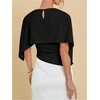 image:imageGORGLITTER Womens Poncho Tops Asymmetrical Cape Shawl Dressy BlouseBlack