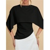 image:imageGORGLITTER Womens Poncho Tops Asymmetrical Cape Shawl Dressy BlouseBlack