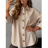 image:imageGORGLITTER Womens Striped Shirt Rhinestone Sun Graphic Long Sleeve Button Down Shirt Dressy Casual Blouse TopsKhaki