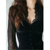 image:imageGORGLITTER Womens Velvet Lace Blouse Y2K Long Sleeve Goth Fall Shirt TopsBlack