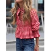 image:imageGORGLITTER Womens Y2K Gingham Peplum Top Cute Blouses Dressy Casual OutfitRed