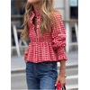 image:imageGORGLITTER Womens Y2K Gingham Peplum Top Cute Blouses Dressy Casual OutfitRed