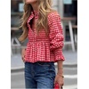image:imageGORGLITTER Womens Y2K Gingham Peplum Top Cute Blouses Dressy Casual OutfitRed
