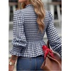 image:imageGORGLITTER Womens Y2K Gingham Peplum Top Cute Blouses Dressy Casual OutfitRoyal Blue