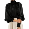image:imageGORGLITTER Womens Elegant Satin Tops Blouses Dressy Long Sleeve ShirtsBlack
