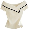 image:imageGORGLITTER Womens Off The Shoulder Blouses Tops Short Sleeve Button Dressy Shirts Elegant Brunch OutfitsApricot