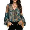 image:imageGORGLITTER Womens Paisley Top Peasant Boho Flowy Bell Sleeve 60s BlouseMulticolor