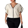 image:imageGORGLITTER Womens Plus Size Blouse Tops Dressy Short Sleeve V Neck Shirts Elegant Business Casual Going Out OutfitsApricot