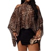 image:imageGORGLITTER Womens Plus Size Cold Shoulder Tops Leopard Print Poncho BlouseBrown