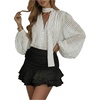 image:imageGORGLITTER Womens Polka Dots Blouse Shirt Top Business Casual Work OutfitsWhite