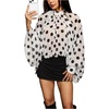 image:imageGORGLITTER Womens Polka Dots Chiffon Blouses Lantern Sleeve Flowy TopsBlack and White