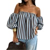 image:imageGORGLITTER Womens Polka Dots Off The Shoulder Tops Puff Sleeve BlouseBlue