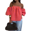 image:imageGORGLITTER Womens Polka Dots Off The Shoulder Tops Puff Sleeve BlouseRed