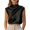image:imageGORGLITTER Womens Silk Satin Tops Blouse Dressy Business Casual Work ShirtBlack