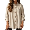 image:imageGORGLITTER Womens Striped Shirt Rhinestone Sun Graphic Long Sleeve Button Down Shirt Dressy Casual Blouse TopsKhaki
