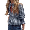 image:imageGORGLITTER Womens Y2K Gingham Peplum Top Cute Blouses Dressy Casual OutfitRoyal Blue