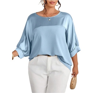 image:imageGORGLITTER Womens Plus Size Dressy Satin Tops Metallic Going Out Top ShirtBlue
