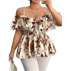image:imageGORGLITTER Womens Plus Size Peplum Going Out Tops Cute Blouse Shirt DressyBrown