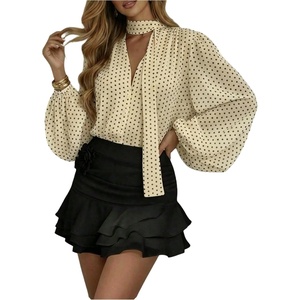 image:imageGORGLITTER Womens Polka Dots Blouse Shirt Top Business Casual Work OutfitsYellow