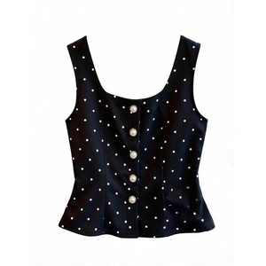 image:imageGORGLITTER Womens Polka Dots Vest Tops Dressy Business Casual Tanks BlouseBlack