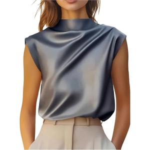 image:imageGORGLITTER Womens Silk Satin Tops Blouse Dressy Business Casual Work ShirtGrey