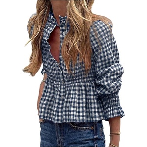 image:imageGORGLITTER Womens Y2K Gingham Peplum Top Cute Blouses Dressy Casual OutfitRoyal Blue