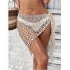 image:imageGORGLITTER Womens Crochet Seashell Beach Cover Ups Sarong Wraps Hollow Out Tie Side Swimsuit CoverupApricot