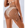 image:imageGORGLITTER Womens Crochet Seashell Beach Cover Ups Sarong Wraps Hollow Out Tie Side Swimsuit CoverupKhaki