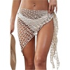 image:imageGORGLITTER Womens Crochet Seashell Beach Cover Ups Sarong Wraps Hollow Out Tie Side Swimsuit CoverupApricot