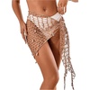 image:imageGORGLITTER Womens Crochet Seashell Beach Cover Ups Sarong Wraps Hollow Out Tie Side Swimsuit CoverupKhaki