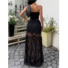 image:imageGORGLITTER Womens Lace Maxi Long Skirt Mesh Renaissance Fairy SkirtsBlack
