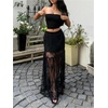image:imageGORGLITTER Womens Lace Maxi Long Skirt Mesh Renaissance Fairy SkirtsBlack