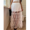 image:imageGORGLITTER Womens Lace Maxi Long Skirt Mesh Renaissance Fairy SkirtsWhite