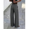 image:imageGORGLITTER Womens Plaid Low Rise Pants Trousers Baggy Wide Leg Dress PantsGrey Plaid