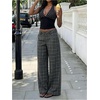 image:imageGORGLITTER Womens Plaid Low Rise Pants Trousers Baggy Wide Leg Dress PantsGrey Plaid