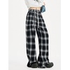 image:imageGORGLITTER Womens Plaid Pants Y2k Checkered Wide Leg Pajama Lounge PantsBlack Plaid