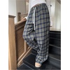 image:imageGORGLITTER Womens Plaid Pants Y2k Checkered Wide Leg Pajama Lounge PantsBlue and Yellow