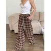 image:imageGORGLITTER Womens Plaid Pants Y2k Checkered Wide Leg Pajama Lounge PantsBrown