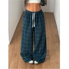 image:imageGORGLITTER Womens Plaid Pants Y2k Checkered Wide Leg Pajama Lounge PantsGreen