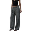 image:imageGORGLITTER Womens Plaid Low Rise Pants Trousers Baggy Wide Leg Dress PantsGrey Plaid