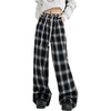 image:imageGORGLITTER Womens Plaid Pants Y2k Checkered Wide Leg Pajama Lounge PantsBlack Plaid