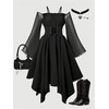 image:imageGORGLITTER Girls Dress Fall Goth Long Sleeve Birthday Party Formal OutfitsBlack